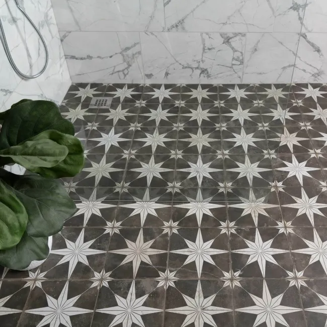 Scintilla Night Black Star Pattern Wall and Floor Tiles
