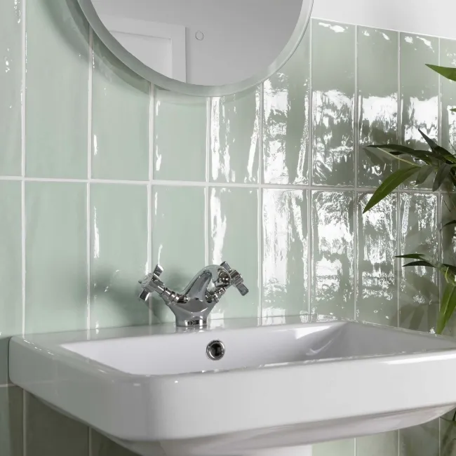 Rustic Eton Green Gloss Metro Wall Tiles