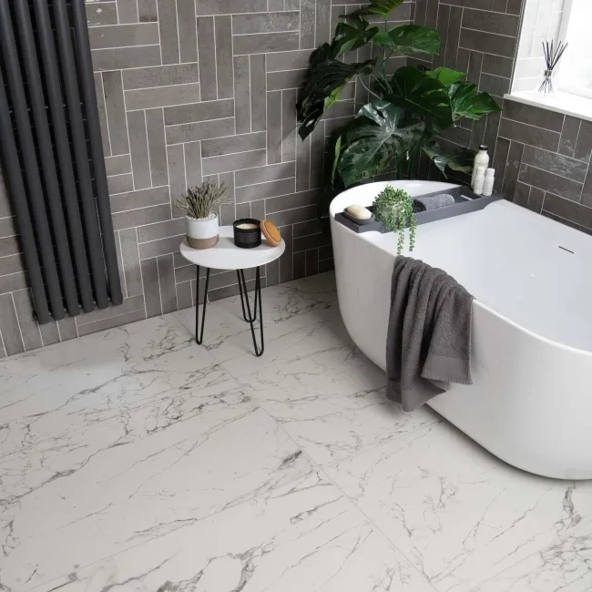 Faith Grey Gloss Rustic Brick Effect Wall and Floor Tile