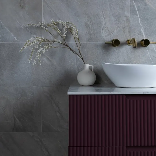 Devoke Light Grey Matt Stone Effect Wall and Floor Tiles 597x297