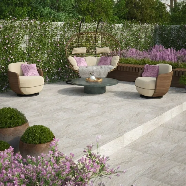 Icaria Beige Stone Effect 20mm Porcelain Paving Slabs