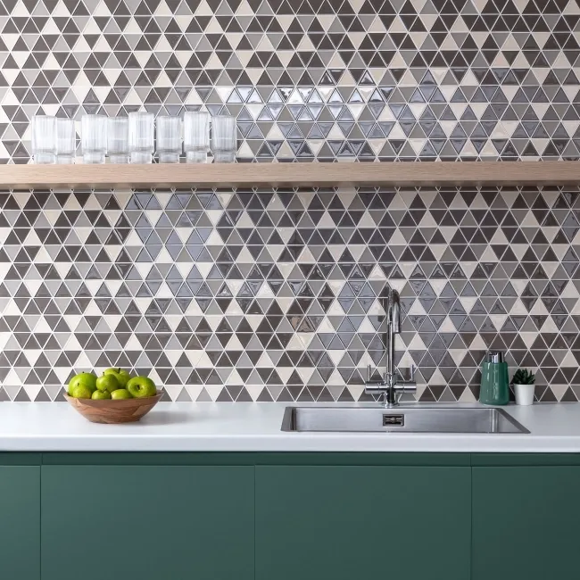 Ligo Glass Mocha Triangle Mosaic Tiles