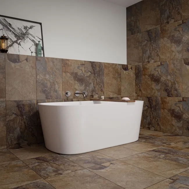 Lockstone Mocha Brown Slate Effect Wall and Floor Tiles