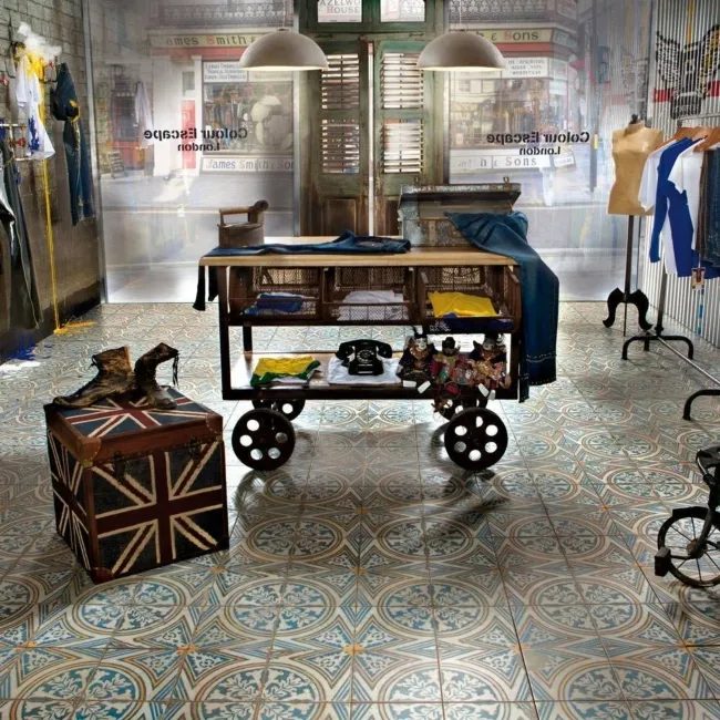Gambol Multicolour Vintage Pattern Matt Wall and Floor Tiles