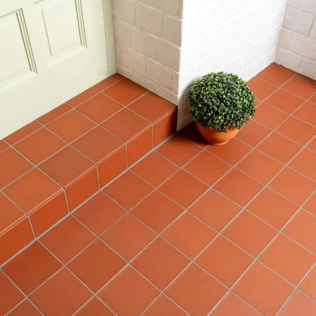 Aragon Terracotta Red Round Edge Quarry 150x150 Floor Tiles