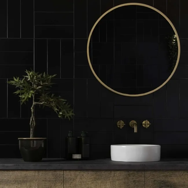 Rhian Black Matt Brick Ceramic Wall Tiles