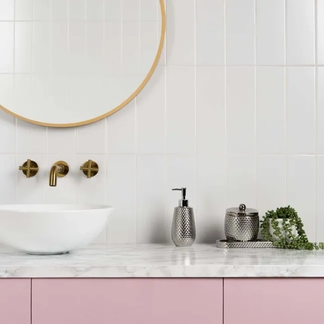 Rhian Blanco White Ceramic Matt Brick Wall Tiles