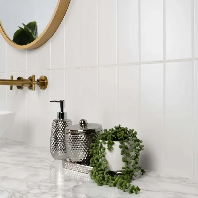 Rhian Blanco White Ceramic Matt Brick Wall Tiles