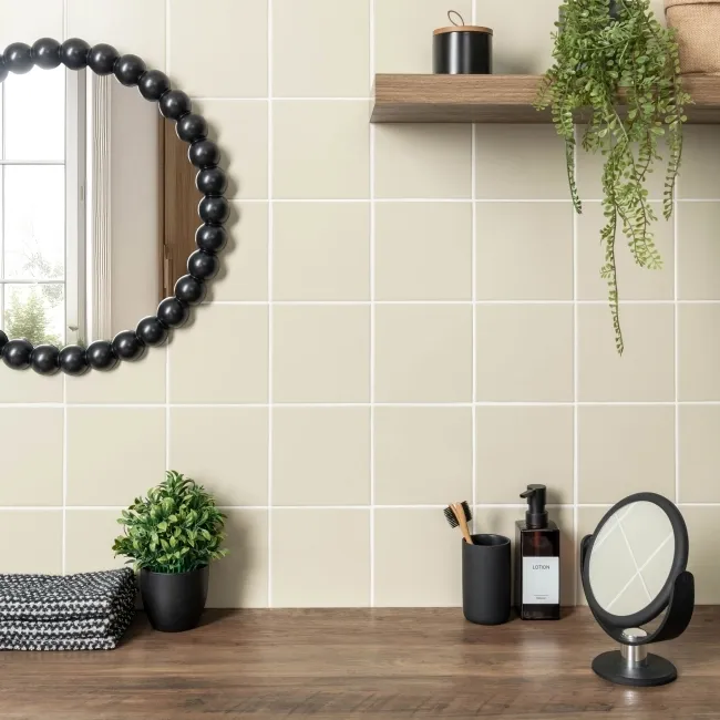 Rico Beige Matt Flat Square Wall Tiles 150x150