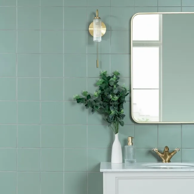 Rico Green Matt Flat Square Wall Tiles 150x150