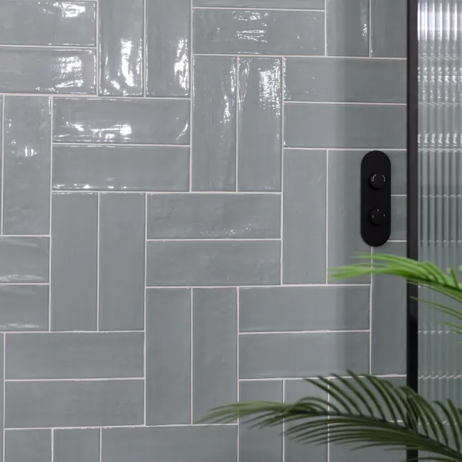 Rustic Cedar Blue Ceramic Gloss Metro Wall Tiles