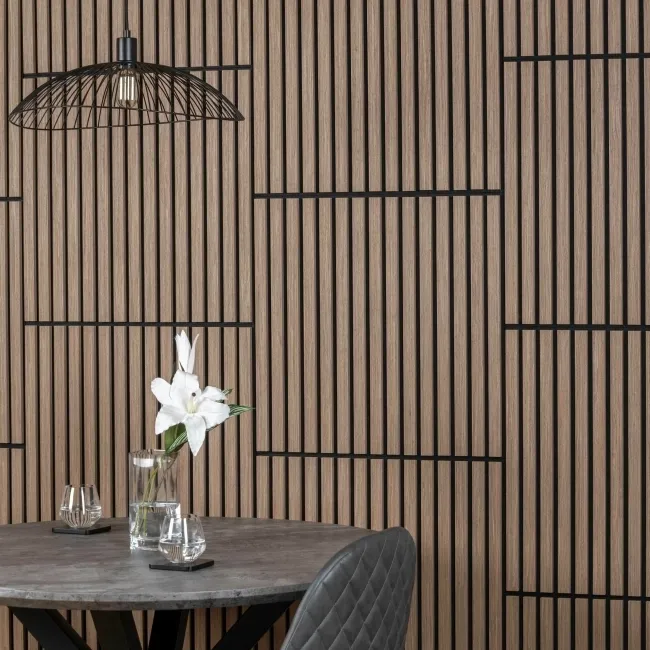 Trepanel® Smoked Oak Square Acoustic Wood Wall Panels