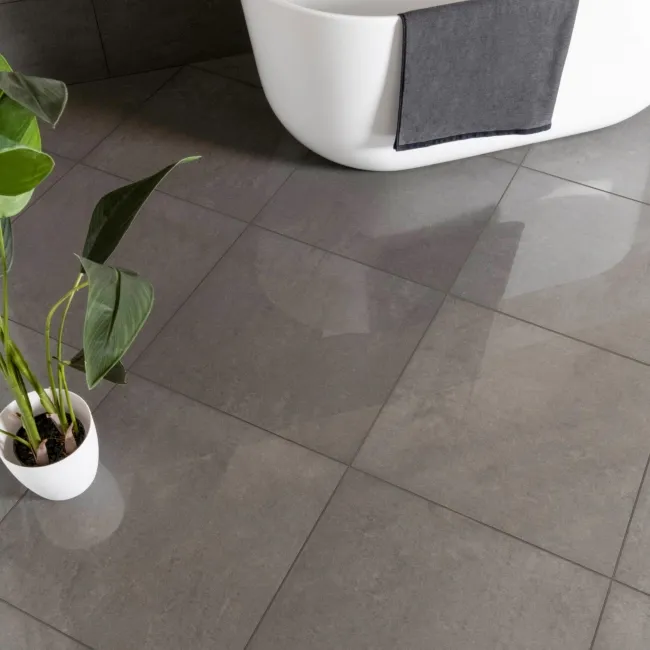 Lounge Polished Dark Grey Stone Effect 600x600 Wall And Floor Tiles