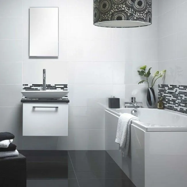 Devine White Gloss Plain Wall Tiles 600x300