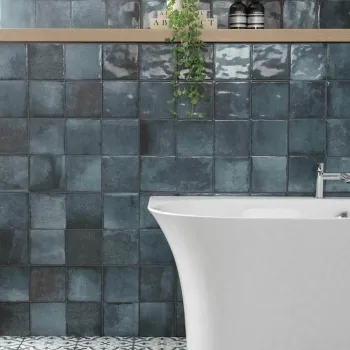 Veneto Blue Gloss Rustic Bumpy Wall Tiles