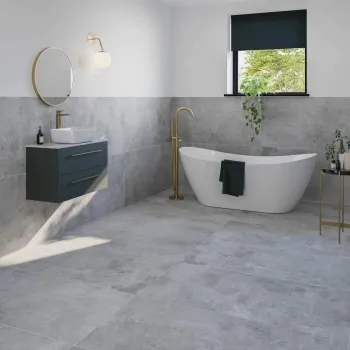 Foil Ash Grey Large Metallic Stone Effect 1200x600 Wall and Floor Tiles
