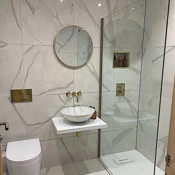 Cappella White Gloss Marble Effect 605x605 Wall and Floor Tiles