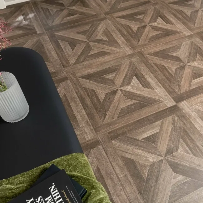 Empire Dark Oak Parquet Wood Effect Porcelain Floor Tiles