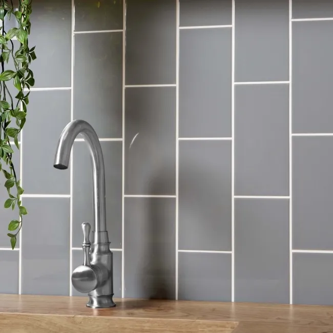 Sloane Square Flat Gloss Grey Metro Tiles