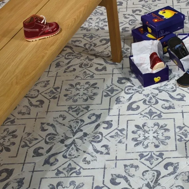 Harran Antique Vintage Blue Pattern Floor Tiles
