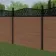 LuxeLine Composite Fence Panel Teak 6ft High - Geometric Decorative Screen with Buried Aluminium Post