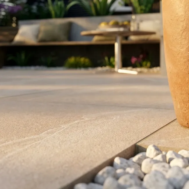 Nuova Beige Stone Effect Matt Porcelain Outdoor Slab Tile