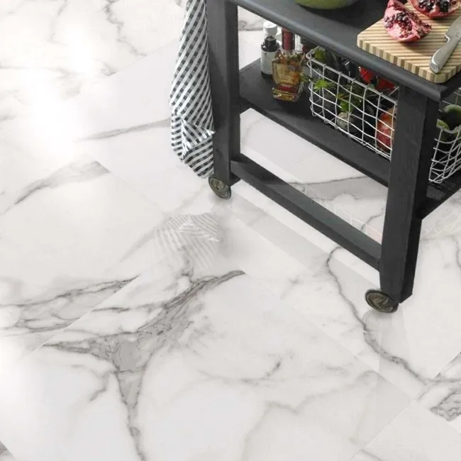 Cappella White Gloss Marble Effect 605x605 Wall and Floor Tiles