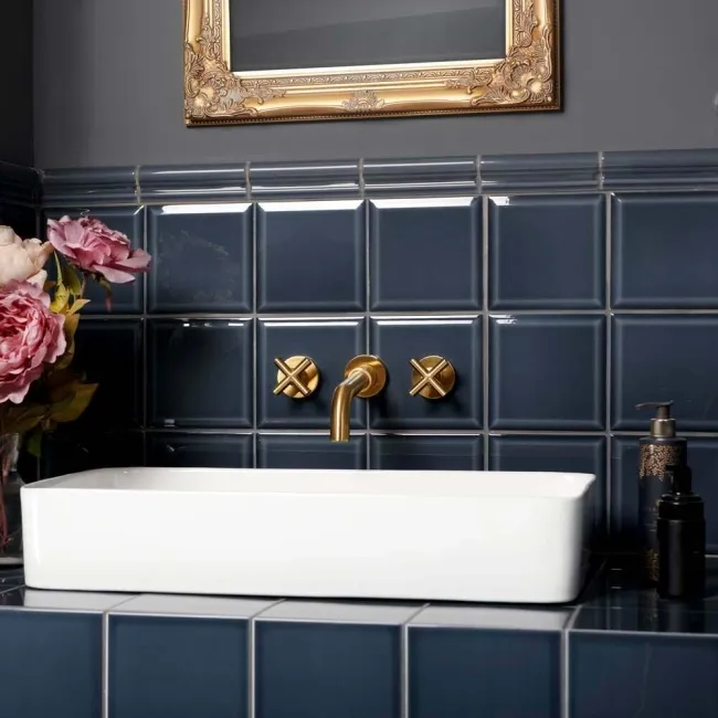 Capsule® Dark Blue Grey Gloss Bevelled 150x150 Wall Tiles