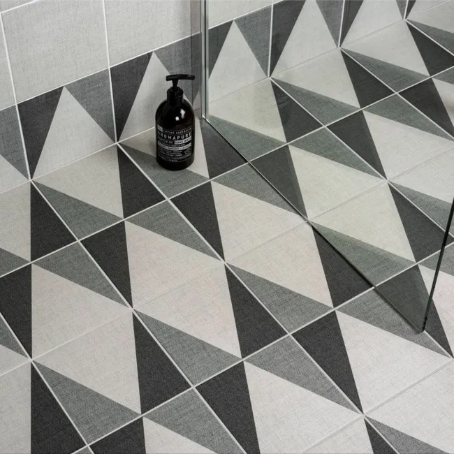Texxtile Lux Grey Matt Patterned Wall and Floor Tiles