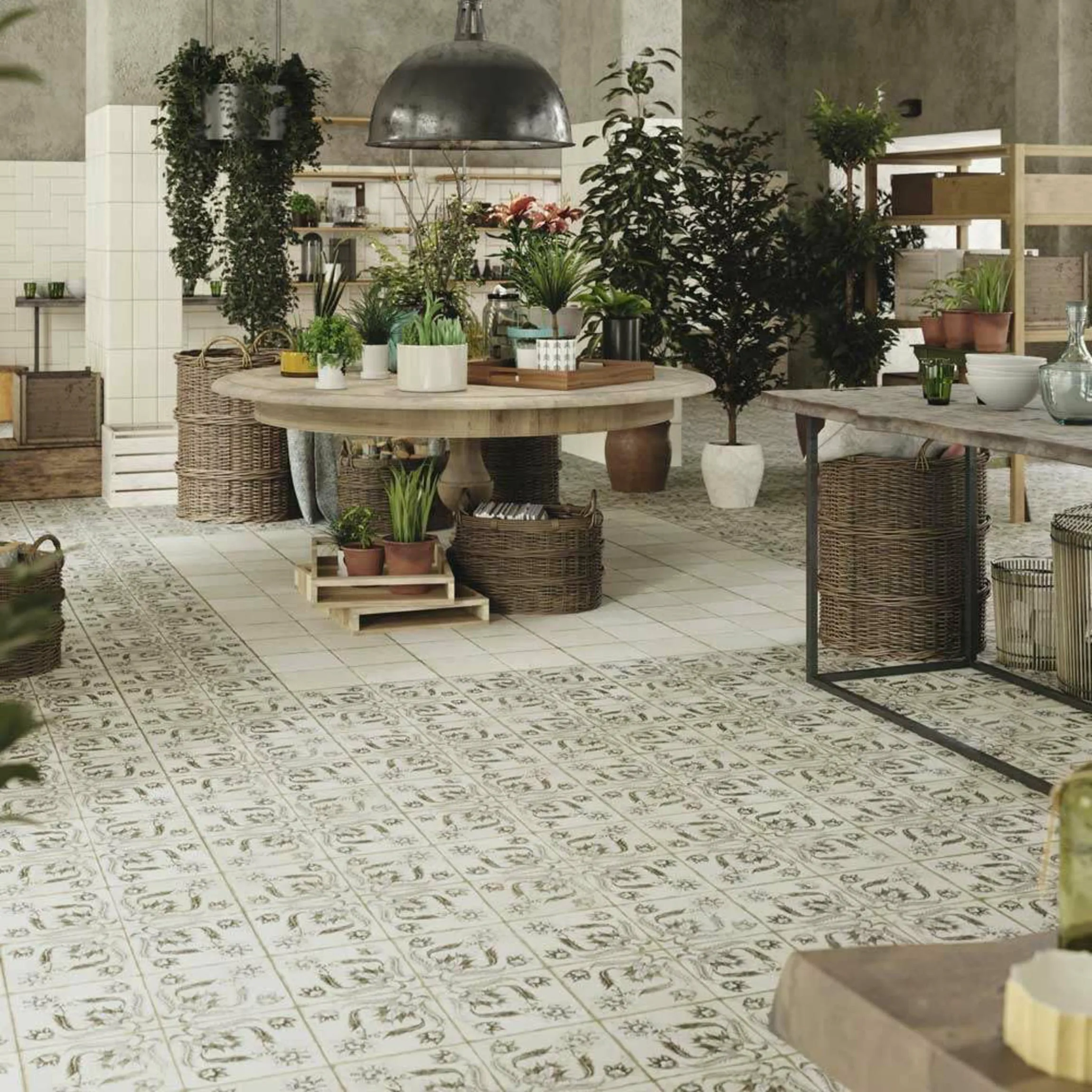 Helix Sage Green Matt Patterned Wall and Floor Tiles