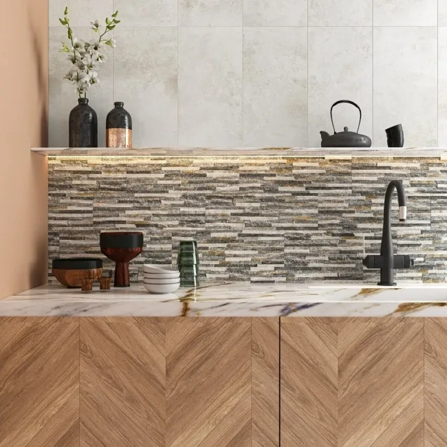 Isidora Gris Thin Splitface Effect Tiles