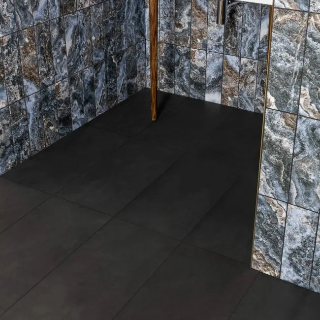 Lounge Matt Black Stone Effect Wall And Floor Tiles 600x300 