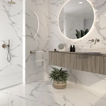 Imperium White Marble Effect Polished Porcelain Wall and Floor Tile