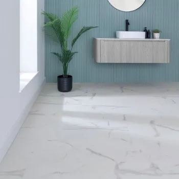 Frost White Marble Tile Luxury Click Vinyl Flooring 5.5mm