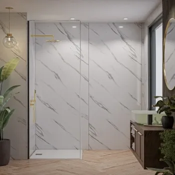 Trepanel Aqua® Gloss Carrara Marble Effect PVC Shower Wall Panel