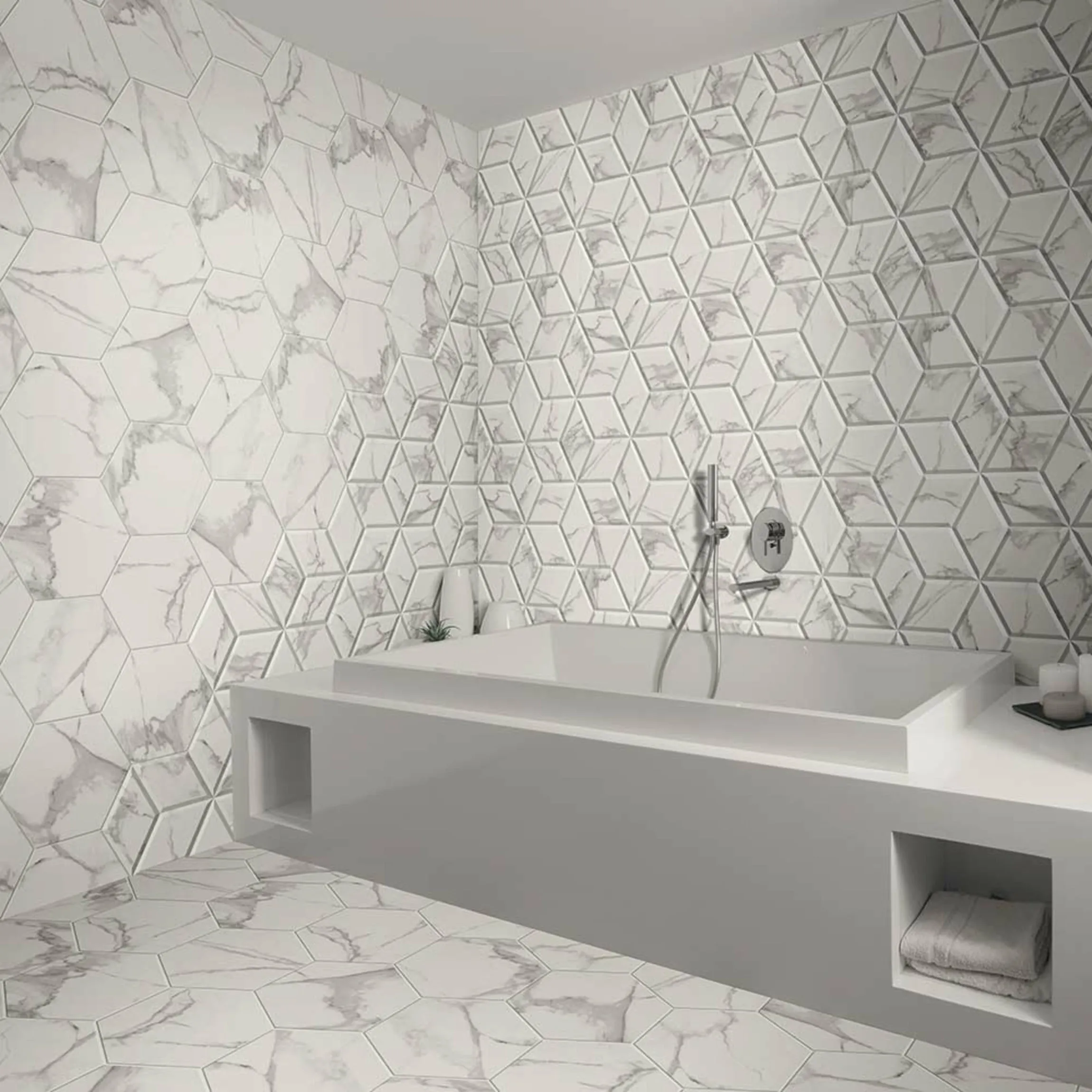 Anais White Hexagon Tiles