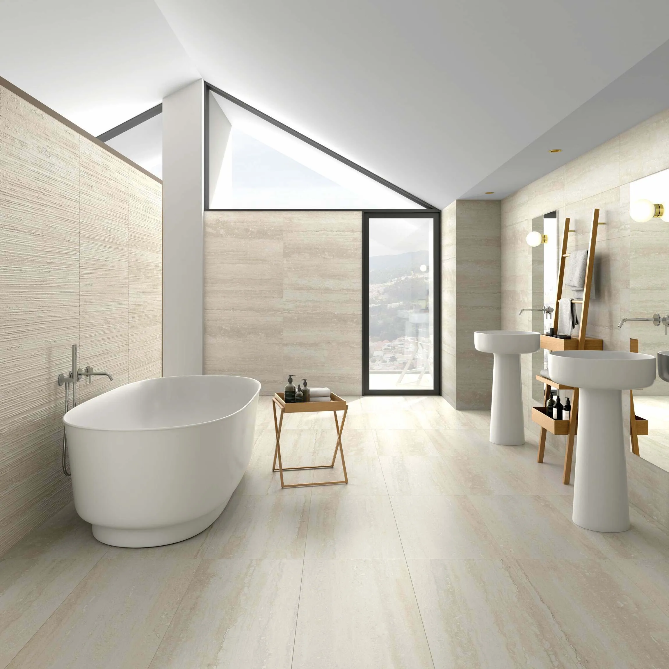 Navona Ivory Matt Travertine Effect Wall And Floor Tiles