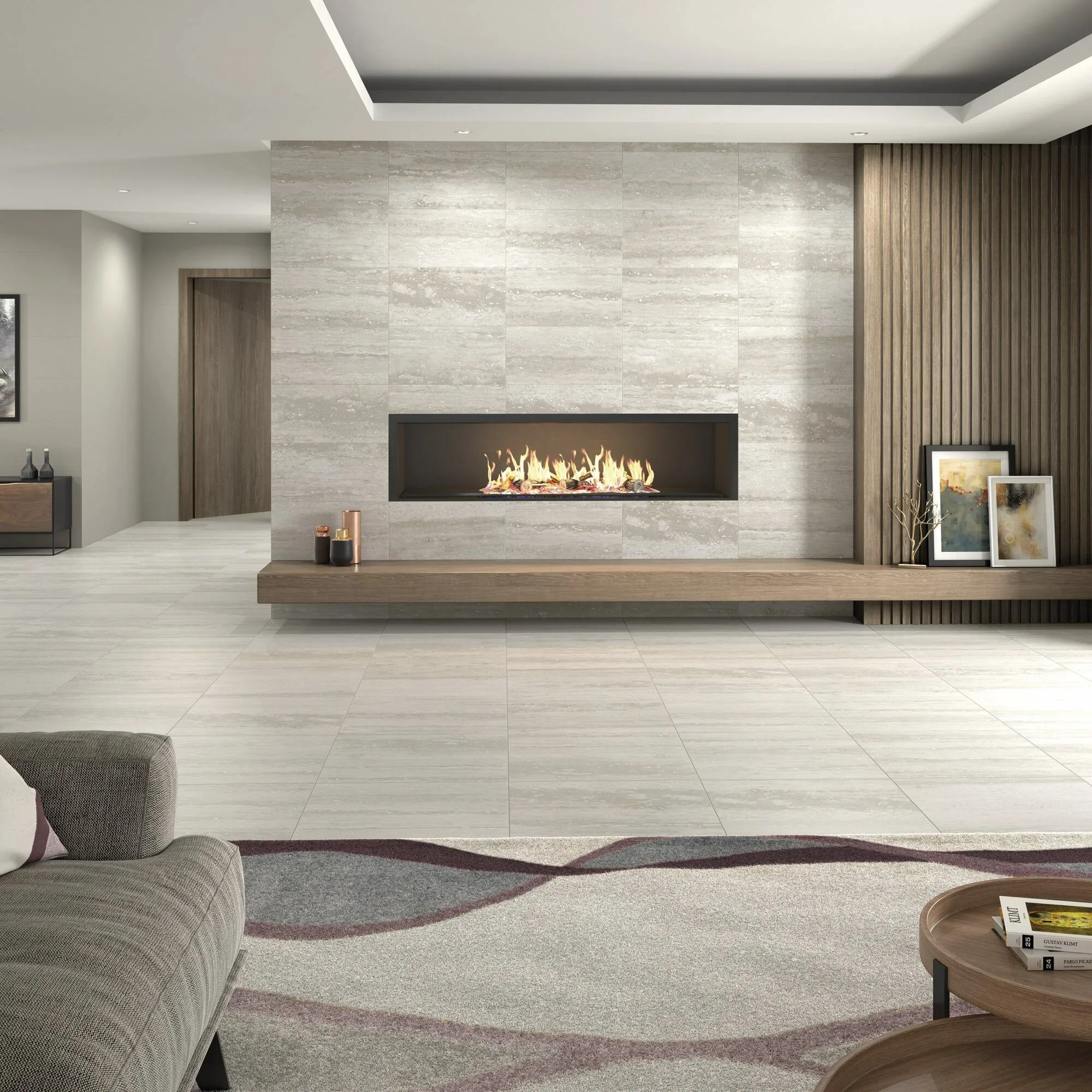 Navona Light Grey Matt Travertine Effect Wall And Floor Tiles