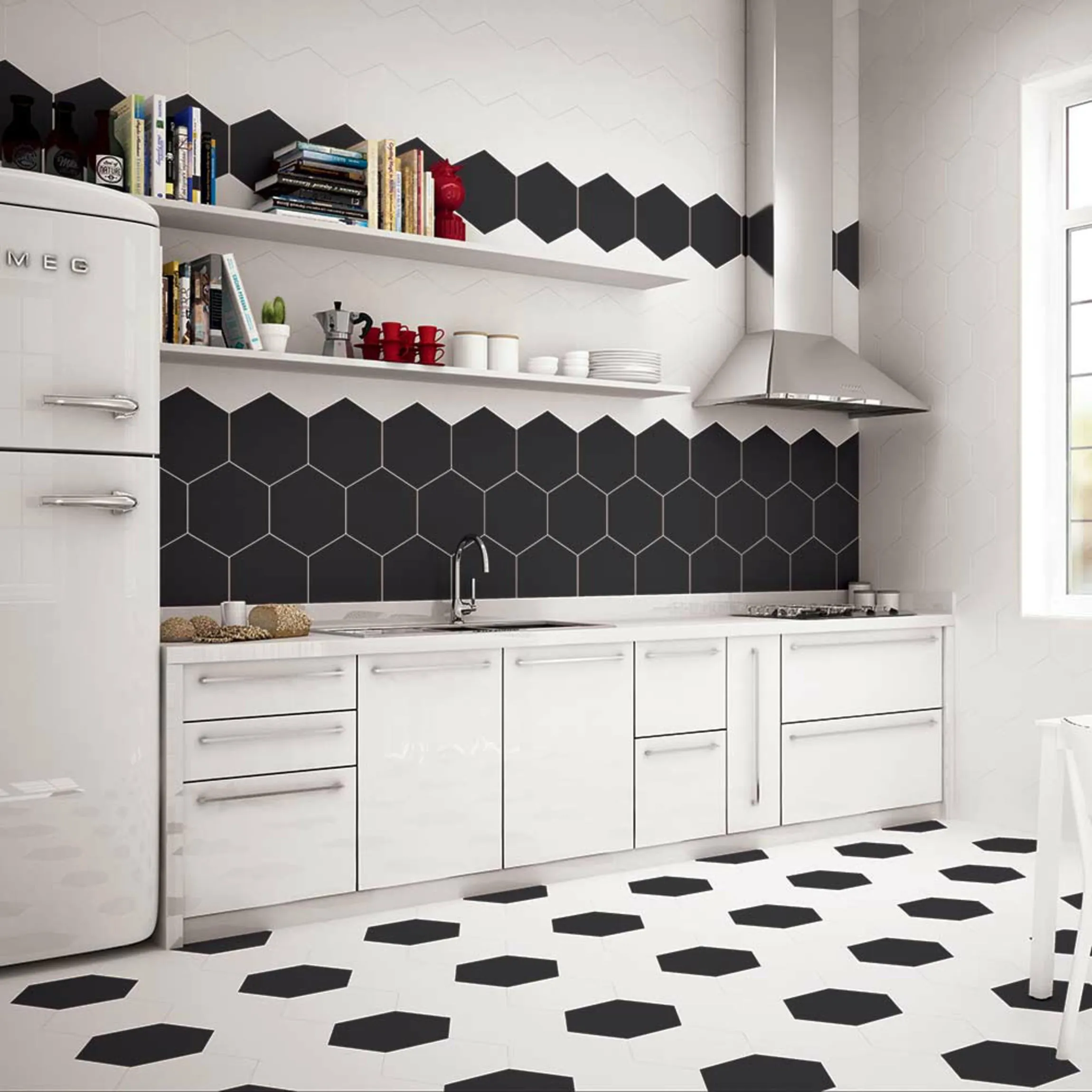 Black Hexagon Tiles