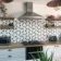 Contour Shadow Black and White Hexagon Patterned Floor Tiles