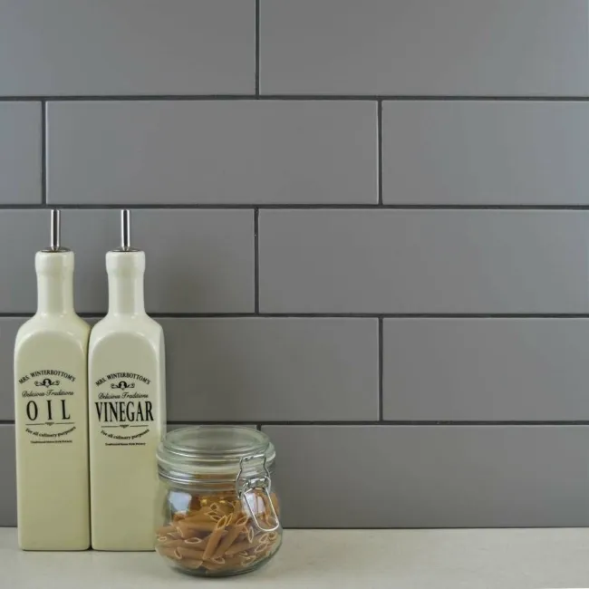 Linear Grey Matt Brick Shape Wall Tiles 300x100