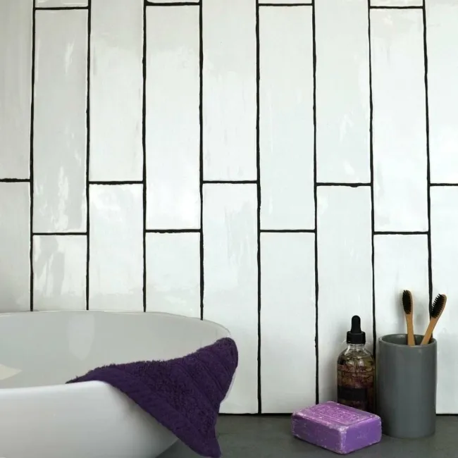 Rustic Gloss White Metro Tiles