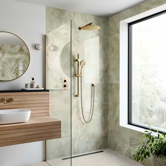 Apple Green Polished Onyx Marble Effect Large Wall and Floor Tiles