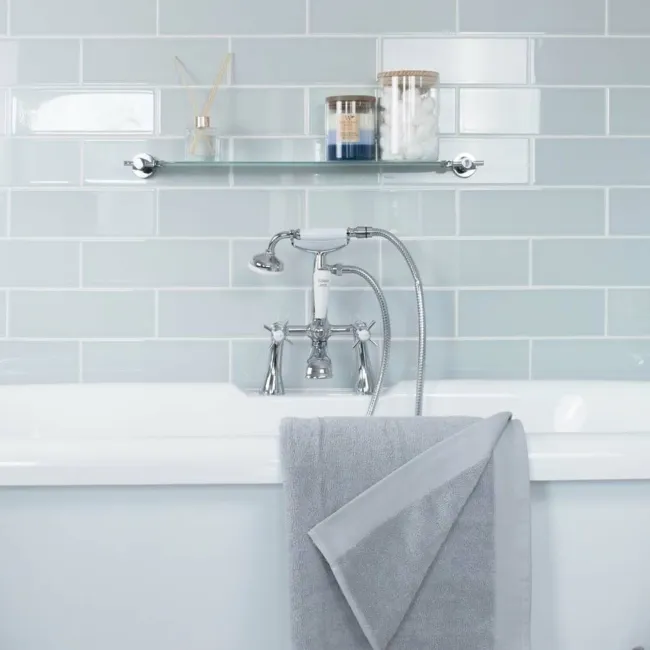Aquarelle Mint Blue Gloss Brick Effect Wall Tiles