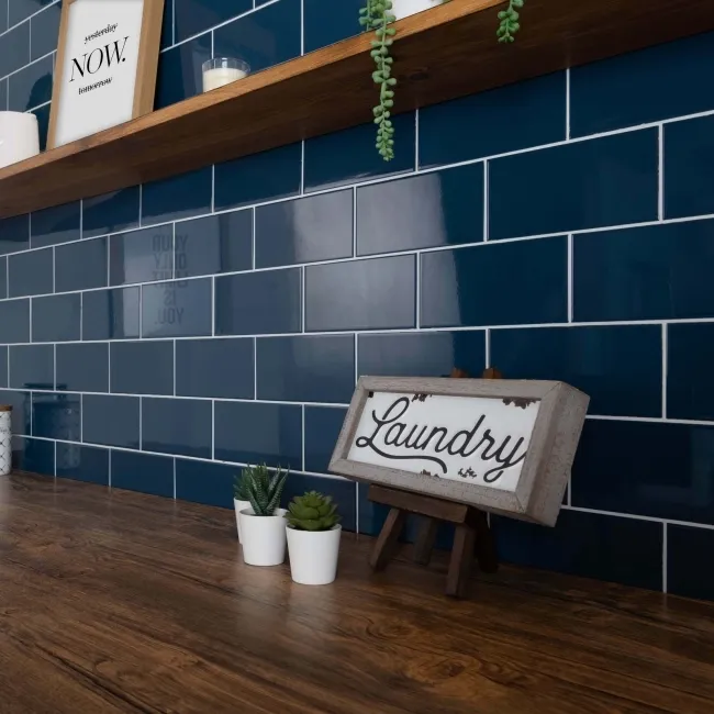 Bond Ceramic Street Flat Gloss Blue Metro Tiles