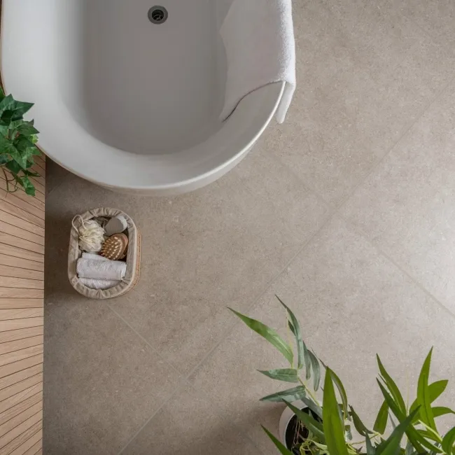 Carbon Sand Beige Concrete Effect Floor Tiles