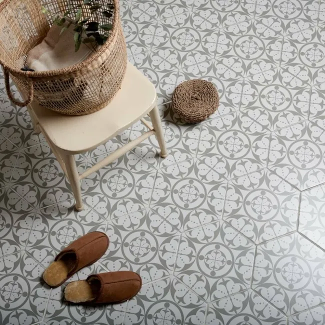 Kendal Hexagon Grey Satin Pattern Wall and Floor Tiles