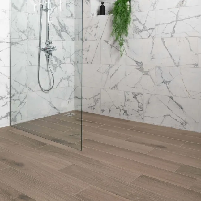 Hamptons Aged Brown Wood Effect Porcelain Floor Tiles