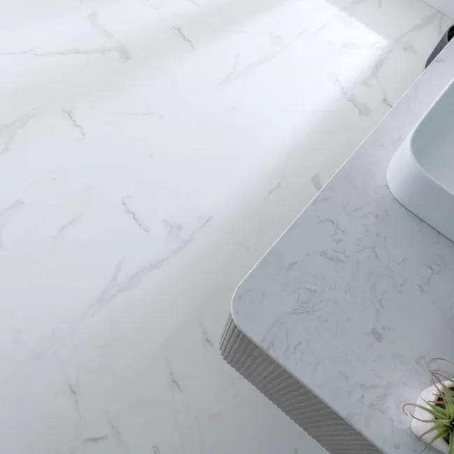 Frost White Marble Tile Luxury Click Vinyl Flooring 5.5mm