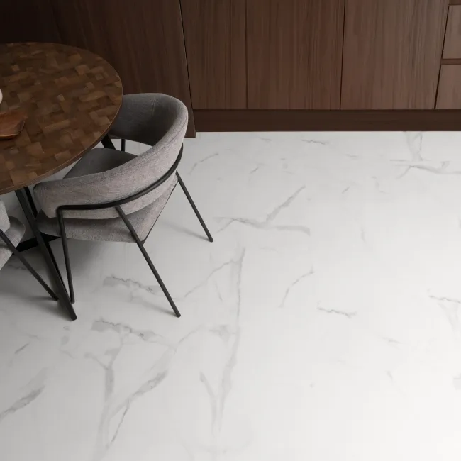Frost White Marble Tile Luxury Click Vinyl Flooring 6mm
